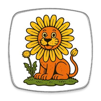 Lion crinière de tournesol - Magnet carré - blanc - Devant