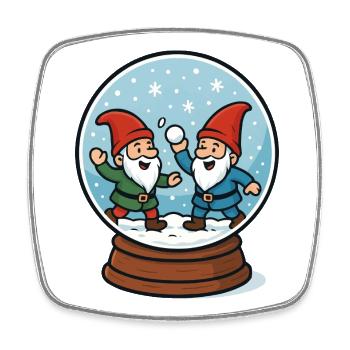 Zwerge in einer Schneekugel - Viereckiger Kühlschrankmagnet - Weiß - Vorne