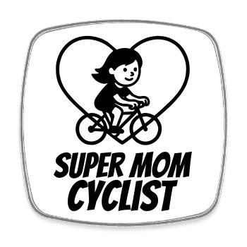 Super Mama Radfahrerin – Fahrrad Herz - Viereckiger Kühlschrankmagnet - Weiß - Vorne