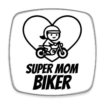 Super Mama Bikerin – Motorrad Herz - Viereckiger Kühlschrankmagnet - Weiß - Vorne