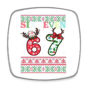 67 Christmas Funny Six Seven Meme - Magnet carré - blanc - Devant