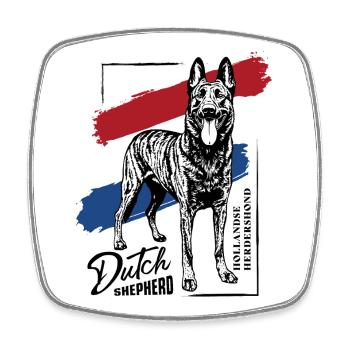 Dutch Shepherd – Dutchie - Viereckiger Kühlschrankmagnet - Weiß - Vorne