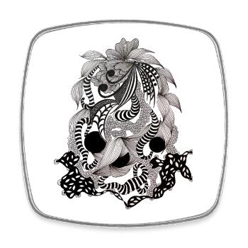 Ornement en ligne monochrome - Magnet carré - blanc - Devant