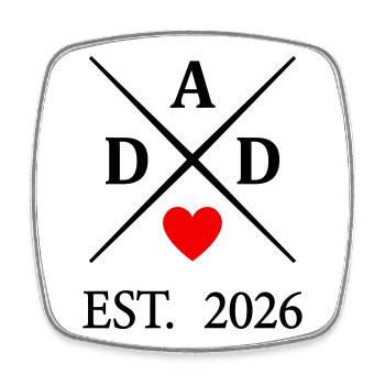 Dad Heart EST. 2026  - Viereckiger Kühlschrankmagnet - Weiß - Vorne