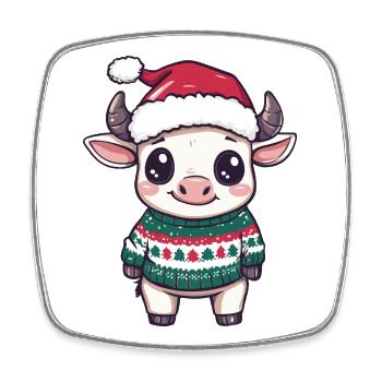 Noël de Noël Taureau - Magnet carré - blanc - Devant