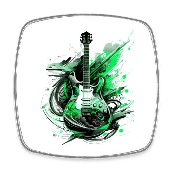 electric guitar guitar guitarist music instrument rock - Square fridge magnet - white - Front