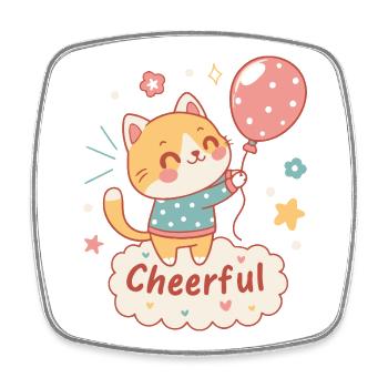 Festive Balloon Cat - Square fridge magnet - white - Front