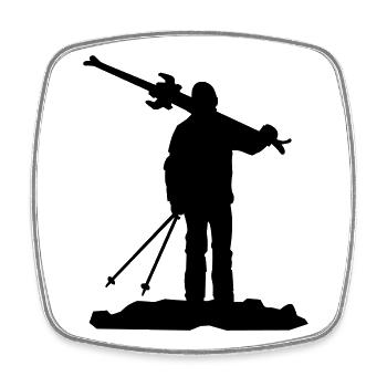 Ski - Viereckiger Kühlschrankmagnet - Weiß - Vorne