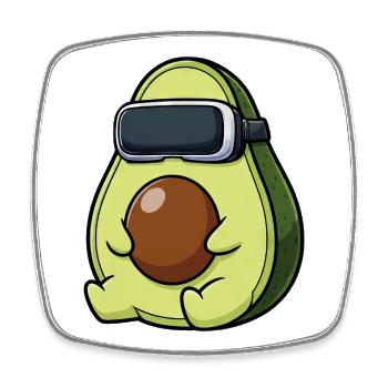 Sweet Avocado Gamer Cartoon Vegan Vegetables - Square fridge magnet - white - Front