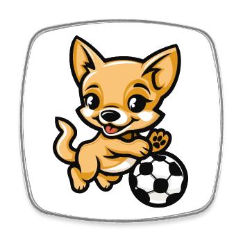 Kicker Chihuahua Cartoon - Square fridge magnet - white - Front