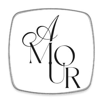 Elegantes Monogramm Amour  - Viereckiger Kühlschrankmagnet - Weiß - Vorne