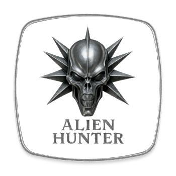 Alien Hunter Skull Emblem - Square fridge magnet - white - Front