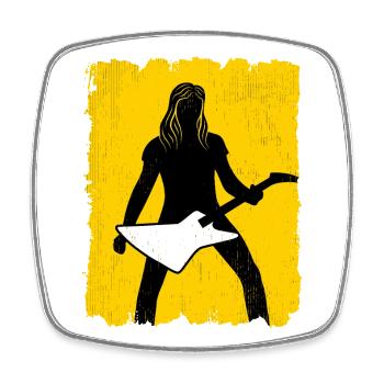 Guitar Player Silhouette Graffiti Poster - Square fridge magnet - white - Front