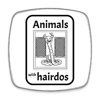 Snake with hairstyle - Square fridge magnet - white - Front