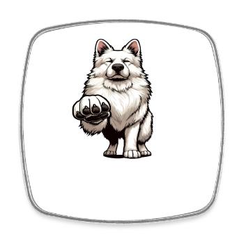 Talk to the paw White Shepherd Herding Dog - Square fridge magnet - white - Front