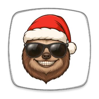 Cooles Faultier Weihnachten Portrait Geschenkidee - Viereckiger Kühlschrankmagnet - Weiß - Vorne
