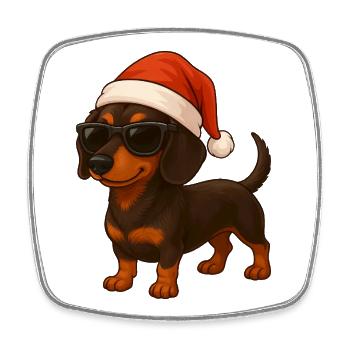 Süßer Dackel mit Weihnachtsmütze Cartoon Hund schö - Viereckiger Kühlschrankmagnet - Weiß - Vorne