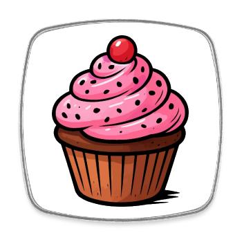Pink Cupcake - Square fridge magnet - white - Front