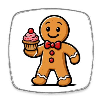 Lebkuchenmann Cupcake Cartoon - Viereckiger Kühlschrankmagnet - Weiß - Vorne