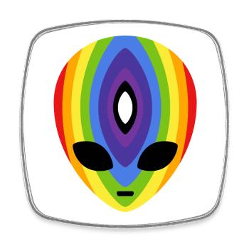Extraterrestre arc-en-ciel prismatique - Magnet carré - blanc - Devant
