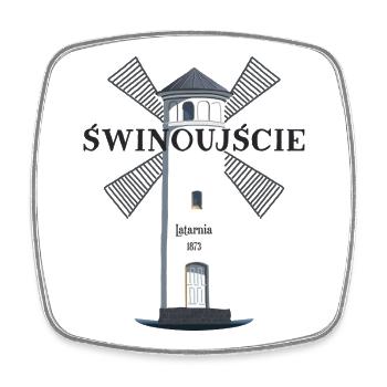 Swinemünde Leuchtturm , Handzeichnung Polen - Viereckiger Kühlschrankmagnet - Weiß - Vorne