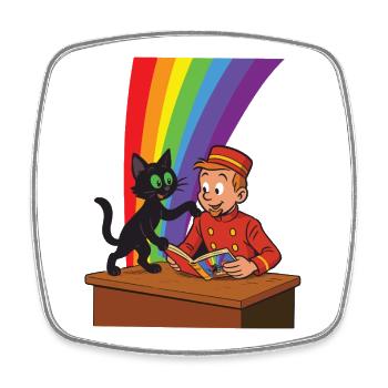 Franky & Meeko – Lesen - Viereckiger Kühlschrankmagnet - Weiß - Vorne