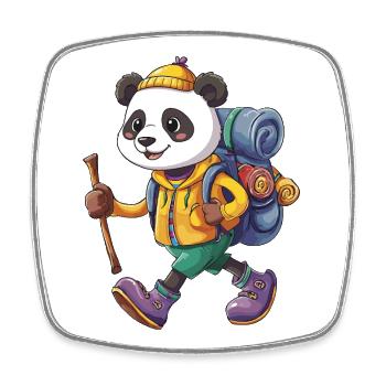 Süßer Panda Wandern, Camping Abenteuer Rucksacktourist. - Viereckiger Kühlschrankmagnet - Weiß - Vorne