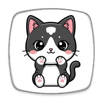 Chat de Kawaii avec des pattes rouges - Magnet carré - blanc - Devant