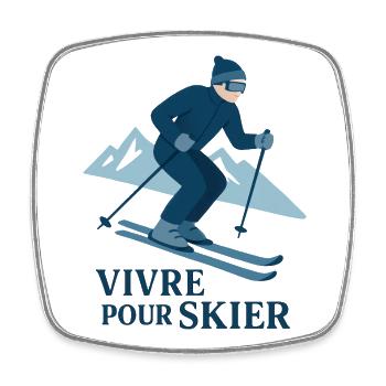Skifahren | Skifahrer | Berg - Viereckiger Kühlschrankmagnet - Weiß - Vorne
