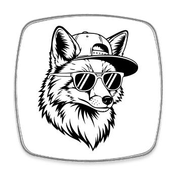 Renard cool avec une casquette et des lunettes de soleil - Magnet carré - blanc - Devant
