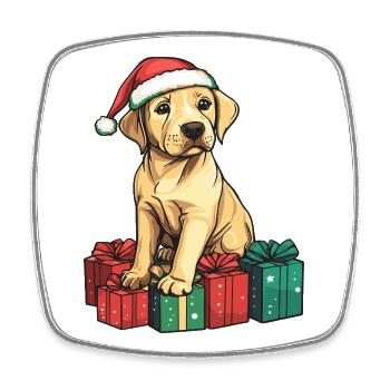 Chiens Labrador Cadeaux de Noël - Magnet carré - blanc - Devant