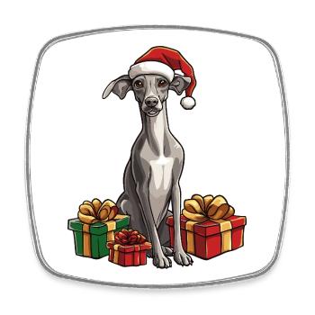 Greyhound Dog Christmas Gifts - Square fridge magnet - white - Front