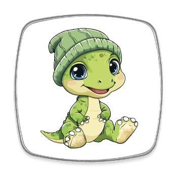 Dinosaurier Süß Niedlich Baby Kinder Tier Cartoon - Viereckiger Kühlschrankmagnet - Weiß - Vorne