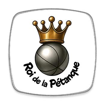 König von Pétanque-Trophäe für den besten Spieler - Viereckiger Kühlschrankmagnet - Weiß - Vorne