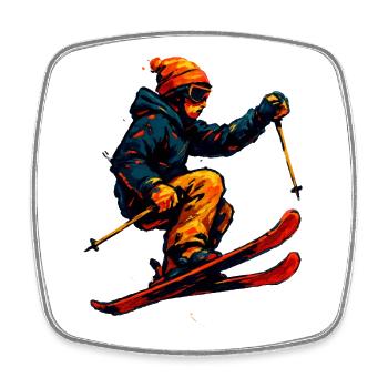 Skifahren | Skifahrer | Berg - Viereckiger Kühlschrankmagnet - Weiß - Vorne
