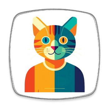 CAT MULTICOLORE – Baby & Kinder - Viereckiger Kühlschrankmagnet - Weiß - Vorne