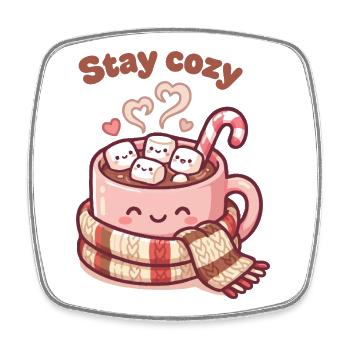 Stay Cozy Cocoa Mug - Viereckiger Kühlschrankmagnet - Weiß - Vorne