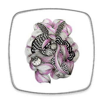 Blütenkreis Mandala Pink Schwarz - Viereckiger Kühlschrankmagnet - Weiß - Vorne