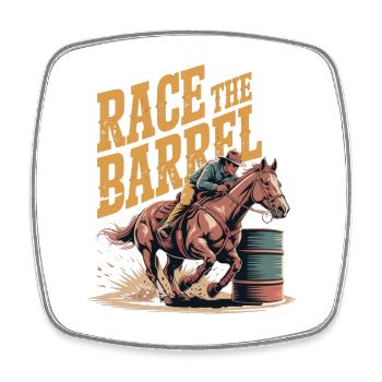 Rodeo Barrel Sprint - Viereckiger Kühlschrankmagnet - Weiß - Vorne
