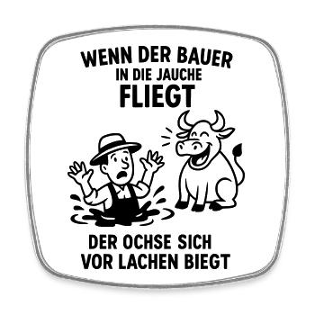 farmer slurry saying joke ox - Square fridge magnet - white - Front