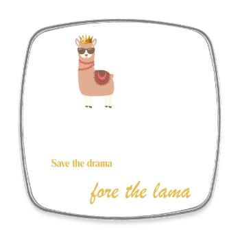 Regal Llama Crown Tee - Square fridge magnet - white - Front