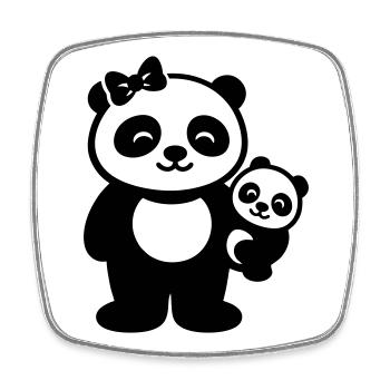 Mom Panda With Baby Family Gift - Square fridge magnet - white - Front