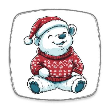 Polar Bear Christmas Xmas - Square fridge magnet - white - Front