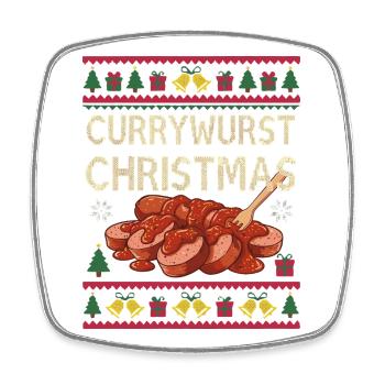 Joyeux currymas saucisse de Noël de Noël au currymas. - Magnet carré - blanc - Devant