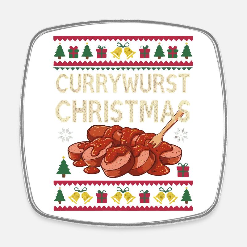 Merry Currymas Currywurst Weihnachten Xmas Wurst - Viereckiger Kühlschrankmagnet - Weiß