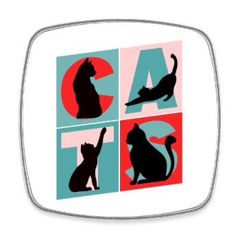 Katze Kater Kitten Mieze Silhouette Vintage Retro - Viereckiger Kühlschrankmagnet - Weiß - Vorne