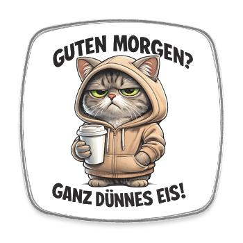 Cat Cafe Morning Pullover Hoodie - Square fridge magnet - white - Front