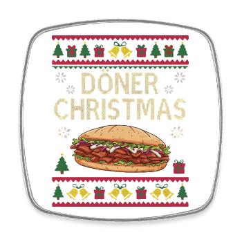 Ugly Christmas Doner Kebab Christmas Gift - Square fridge magnet - white - Front