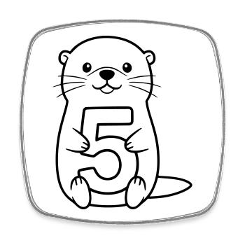 Loutre tenant l’illustration du dessin animé numéro 5 - Magnet carré - blanc - Devant