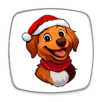 Chien Père Noël - Magnet carré - blanc - Devant